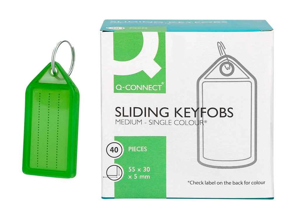 LLAVERO PORTAETIQUETAS Q-CONNECT PREMIUM COLOR VERDE CAJA DE 40 UNIDADES