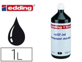 Tinta rotulador edding t-1000 negro frasco de 1 litro