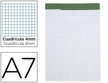 Bloc notas liderpapel cuadro 4 mm a7 80 hojas 60 g/m2 perforado sin tapa