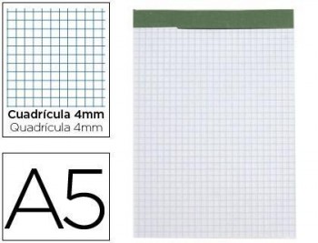 Bloc notas liderpapel cuadro 4 mm a5 80 hojas 60 g/m2 perforado sin tapa