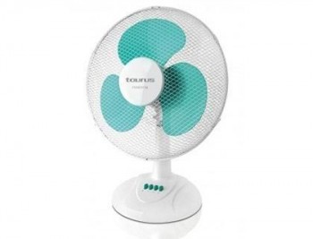 Ventilador de sobremesa taurus 3 velocidades oscilante reclinable con rejilla protectora 50w