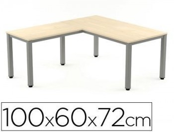 Ala para mesa rocada serie executive 60x 100 cm derecha o izquierda acabado ad01 aluminio/ haya