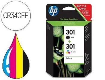 Ink jet hp 301 pack con tinta negra y tinta tricolor 1000/1001 3000/ 3050/3050se/3050ve 1050a/2050a/