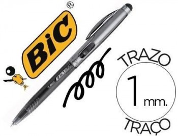 Boligrafo bic cristal stylus 2 in 1 con puntero para pantalla retractil tinta aceite 1 mm color negr