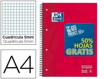 Bloc espiral oxford tapa extradura optik paper microperdin a4 120 h 50% hojas gratis cuadros 5 mm co