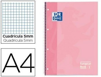 Bloc espiral oxford tapa extradura microperforado din a4 80 hojas cuadros 5 mm color rosa dulce