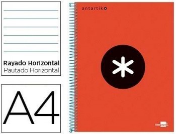 Cuaderno espiral liderpapel a4 micro antartik tapa forrada 120h 100 gr horizontal 5 bandas 4 taladro