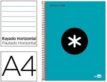 Cuaderno espiral liderpapel a4 micro antartik tapa forrada 120h 100 gr horizontal 5 bandas 4 taladro