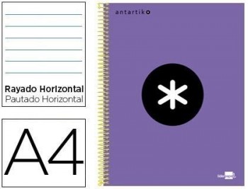 Cuaderno espiral liderpapel a4 micro antartik tapa forrada 120h 100 gr horizontal 5 bandas 4 taladro