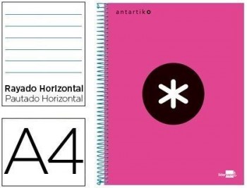 Cuaderno espiral liderpapel a4 micro antartik tapa forrada 120h 100 gr horizontal 5 bandas 4 taladro