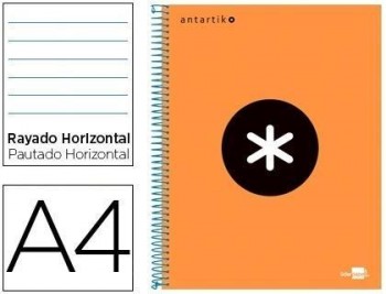 Cuaderno espiral liderpapel a4 micro antartik tapa forrada 120h 100 gr horizontal 5 bandas 4 taladro