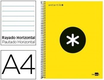 Cuaderno espiral liderpapel a4 micro antartik tapa forrada 120h 100 gr horizontal 5 bandas 4 taladro