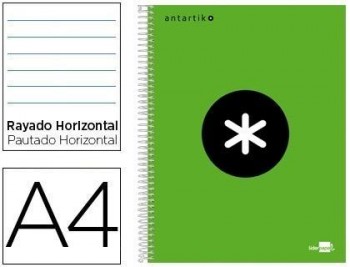 Cuaderno espiral liderpapel a4 micro antartik tapa forrada 120h 100 gr horizontal 5 bandas 4 taladro