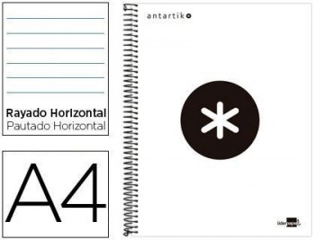 Cuaderno espiral liderpapel a4 micro antartik tapa forrada 120h 100 gr horizontal 5 bandas 4 taladro