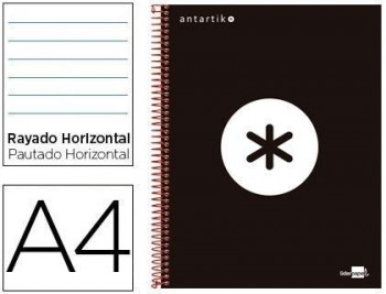 Cuaderno espiral liderpapel a4 micro antartik tapa forrada 120h 100 gr horizontal 5 bandas 4 taladro