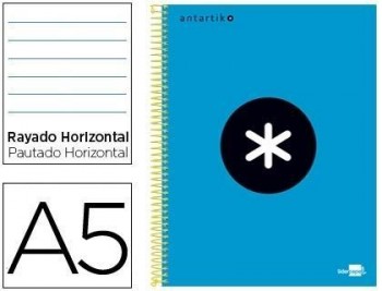 Cuaderno espiral liderpapel a5 micro antartik tapa forrada 120h 100 gr horizontal 5 bandas 6 taladro