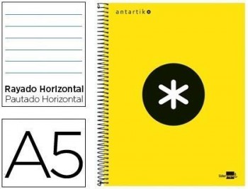 Cuaderno espiral liderpapel a5 micro antartik tapa forrada 120h 100 gr horizontal 5 bandas 6 taladro