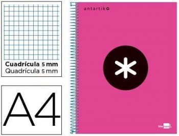 Cuaderno espiral liderpapel a4 micro antartik tapa forrada 120h 100 gr cuadro5mm 5 bandas 4 taladros