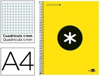 Cuaderno espiral liderpapel a4 micro antartik tapa forrada 120h 100 gr cuadro5mm 5 bandas 4 taladros