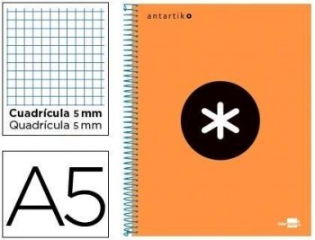 Cuaderno espiral liderpapel a5 micro antartik tapa forrada 120h 100 gr cuadro5mm 5 bandas 6 taladros