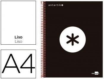 Cuaderno espiral liderpapel a4 micro antartik tapa forrada 120h 100 gr liso con bandas 4 taladros co