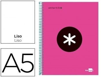 Cuaderno espiral liderpapel a5 micro antartik tapa forrada 120h 100 gr liso con bandas 6 taladros co