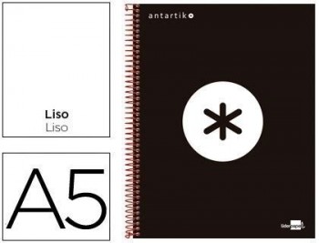 Cuaderno espiral liderpapel a5 micro antartik tapa forrada 120h 100g liso con bandas 6 taladros colo