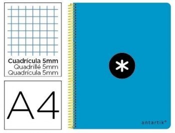 Cuaderno espiral liderpapel a-4 antartik tapa dura 80h 1 00 gr cuadro 5mm color azul