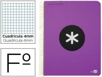 Cuaderno espiral liderpapel a-4 antartik tapa dura 80h 1 00 gr cuadro 5mm color violeta