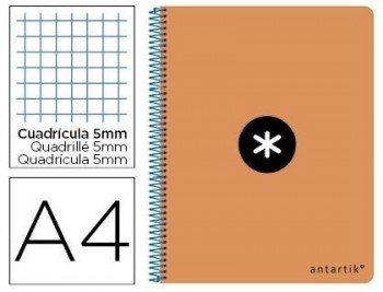 Cuaderno espiral liderpapel a-4 antartik tapa dura 80h 1 00 gr cuadro 5mm con margencolor naranja fl