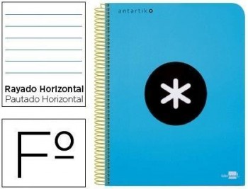 Cuaderno espiral liderpapel folio antartik tapa dura 80h 100 gr horizontal con margencolor azul