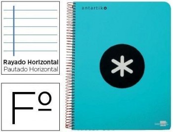 Cuaderno espiral liderpapel folio antartik tapa dura 80h 100 gr horizontal con margencolor turquesa