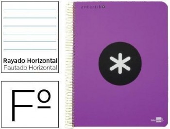 Cuaderno espiral liderpapel folio antartik tapa dura 80h 100 gr horizontal con margencolor violeta