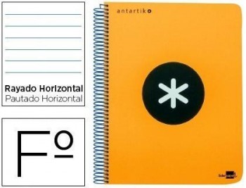 Cuaderno espiral liderpapel folio antartik tapa dura 80h 100 gr horizontal con margencolor naranja f