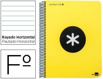 Cuaderno espiral liderpapel folio antartik tapa dura 80h 100 gr horizontal con margencolor amarillo 