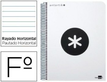 Cuaderno espiral liderpapel folio antartik tapa dura 80h 100 gr horizontal con margencolor blanco