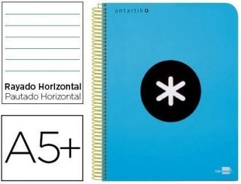 Cuaderno espiral liderpapel a5 antartik tapa dura 80h 100 gr horizontal con margen color azul