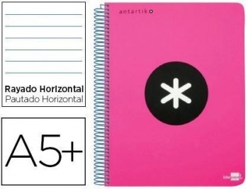 Cuaderno espiral liderpapel a5 antartik tapa dura 80h 100 gr horizontal con margen color rosa fluor