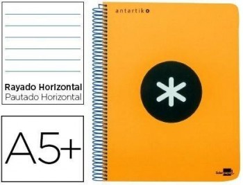 Cuaderno espiral liderpapel a5 antartik tapa dura 80 h 100 g horizontal con margen color naranja flu