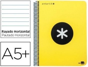 Cuaderno espiral liderpapel a5 antartik tapa dura 80h 100 gr horizontal con margen color amarillo fl