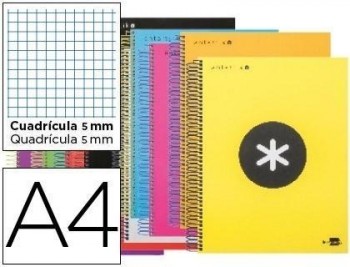 Cuaderno espiral liderpapel a4 micro antartik tapa forrada 120h 100 gr cuadro5mm 5 bandas 4 taladros