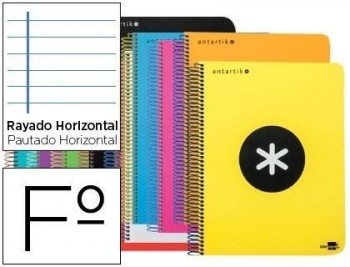 Cuaderno espiral liderpapel folio antartik tapa dura 80h 100 gr horizontal con margen colores surtid