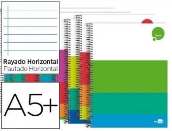 Cuaderno espiral liderpapel cuarto dream tapa dura 80h 80 gr horizontal con margen colores surtidos