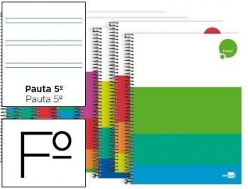 Cuaderno espiral liderpapel folio dream tapa dura 80h 80 gr pauta 2,5mm con margen colores surtidos