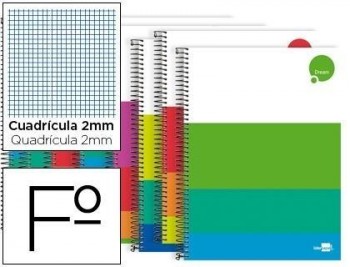 Cuaderno espiral liderpapel folio dream tapa dura 80h 80 gr milimetrado colores surtidos