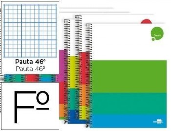 Cuaderno espiral liderpapel folio dream tapa dura 80h 80 grayado nº 46 colores surtidos