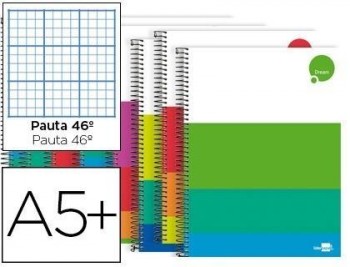 Cuaderno espiral liderpapel cuarto dream tapa dura 80h 80 gr rayado nº 46 colores surtidos