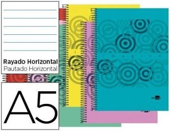 Cuaderno espiral liderpapel a5 micro imagine tapa plastico 160h 60 gr horizontal 5 banda6 taladros c