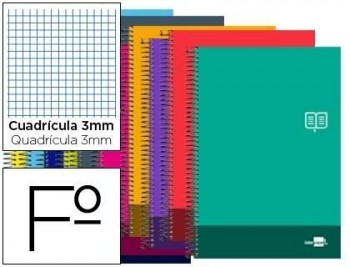 Cuaderno espiral liderpapel folio discover tapa blanda 80h 80 gr cuadro 3 mmcon margen colores surti