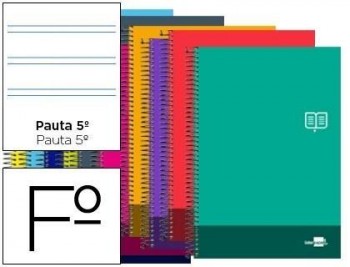 Cuaderno espiral liderpapel folio discover tapa blanda 80h 80 gr pauta estrecha 2,5mm con margen col